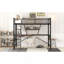 Lit mezzanine double en métal et panneau de fibres à densité moyenne avec bureau et tablette, noir