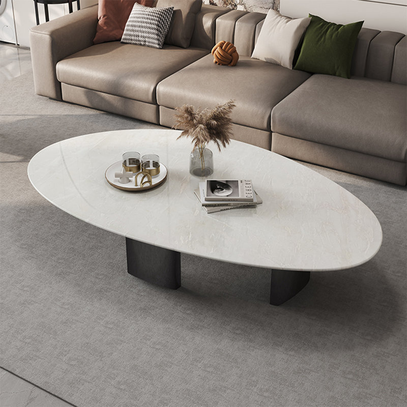 Table basse en marbre en forme de goutte de style luxueux, H 15,7 po x L 51,2 po x l 27,6 po