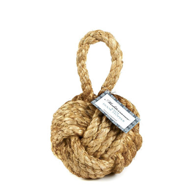 Butoir de porte en jute à nœud de Marseille - Butoir de porte décoratif d'inspiration nautique naturelle pour une décoration intérieure de style bord de mer, 25 cm de hauteur