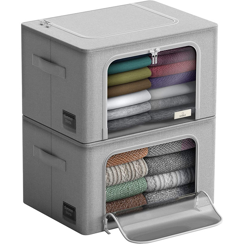 Rangement pour fenêtre sous le lit, gris, H 13,75 po x l 19,75 po x P 16 po