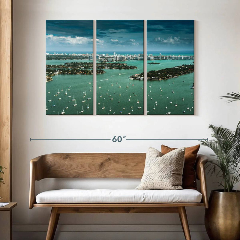 Vue aérienne de Miami, H 32 po x l 50 po