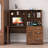 Antiqued White Home Office Computer Desk with Storage Hutch - Walnut Accent