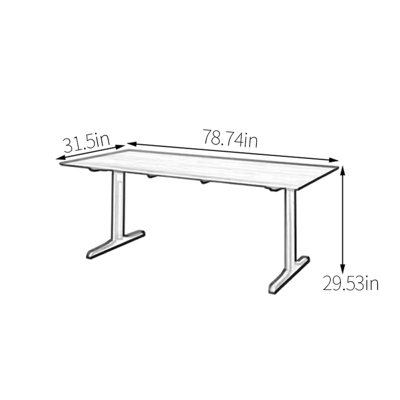 Simple ash wood dining table, 29.53"H x 78.74"L x 31.5"W