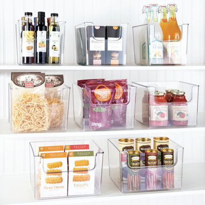 mDesign Kitchen Plastic Storage Organizer Bin With Open Front - 6 Pack - Clear