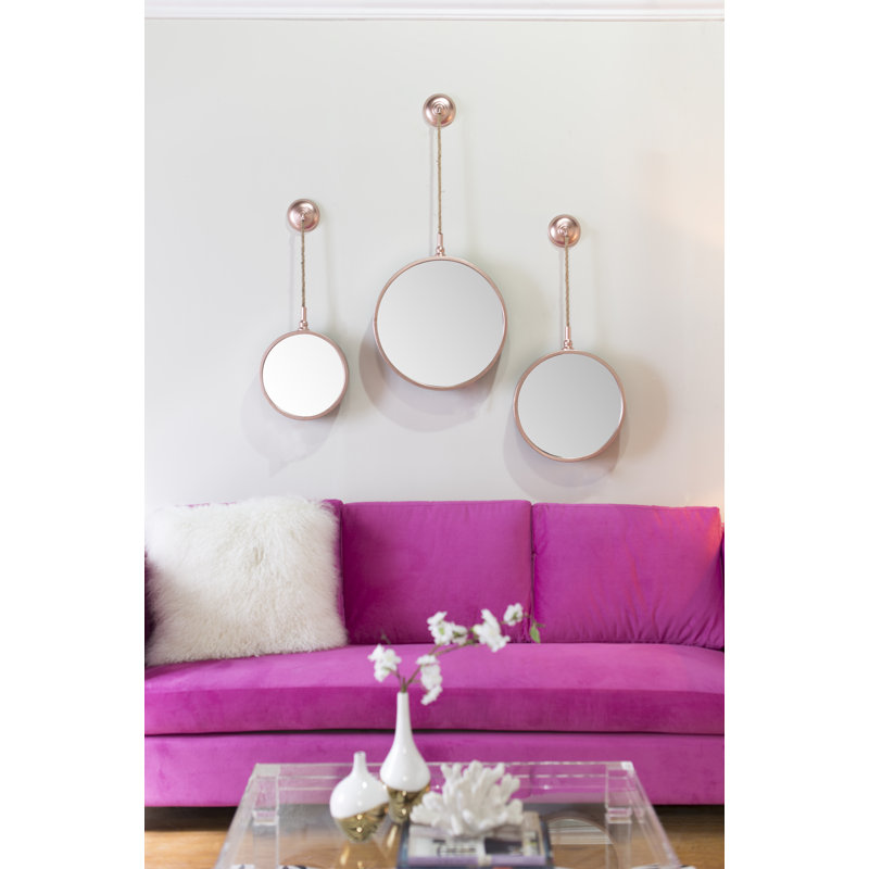 Miroir mural rond rose or Byrne, Petit