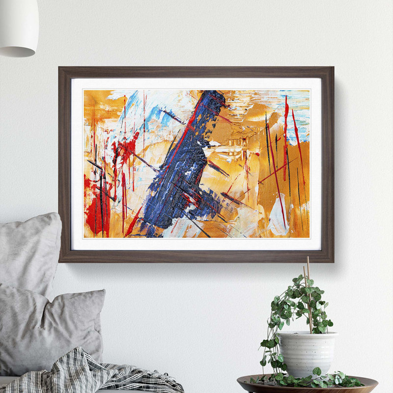 Abstract Art Painting Vol.167 by S.Johnson - Picture Frame Painting Print, Walnut Framed, 27cm H x 36cm W x 2cm D