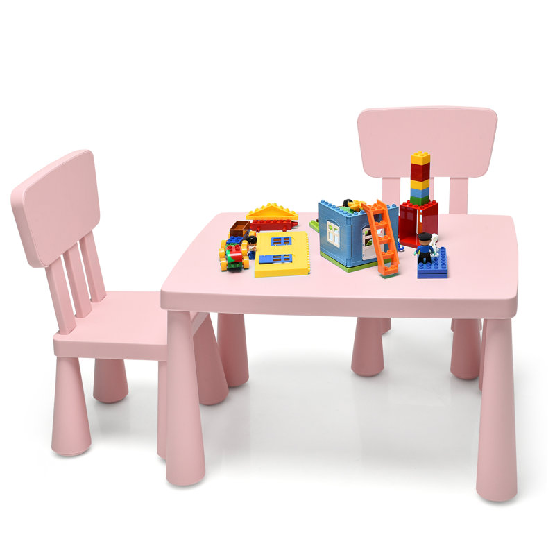 Remington Kids 3 Piece Rectangular Play Or Activity Table and Chair Set, Pink
