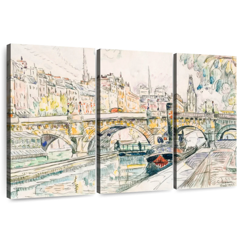Remorqueur Lilie au Pont Neuf, Paris, H 48 po x l 74 po