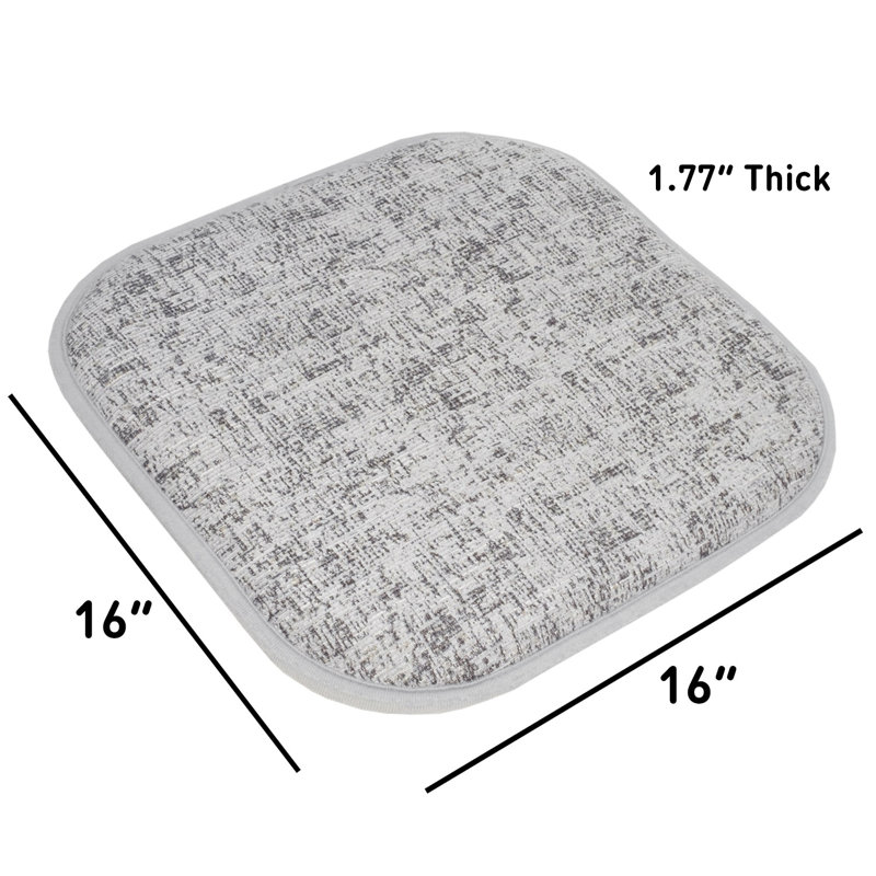 Coussin de coussin de chaise en mousse à mémoire de forme sans dossier 16 po x 16 po Broadway, 6, Gris