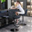 Tabouret de bar Bassilly, fauteuil de bar réglable en similicuir avec dossier moyen-374969772