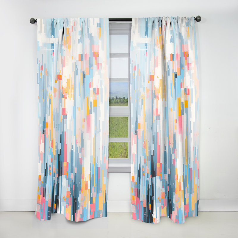 Cerisier rose moderne Modern Bold Stripes I - Rideau traditionnel - Velours obscurcissant - 1 panneau, L 52 po x L 120 po