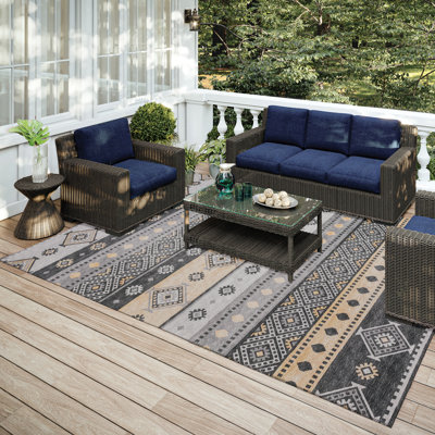 Tapis gris / jaune / mauve Anayssa