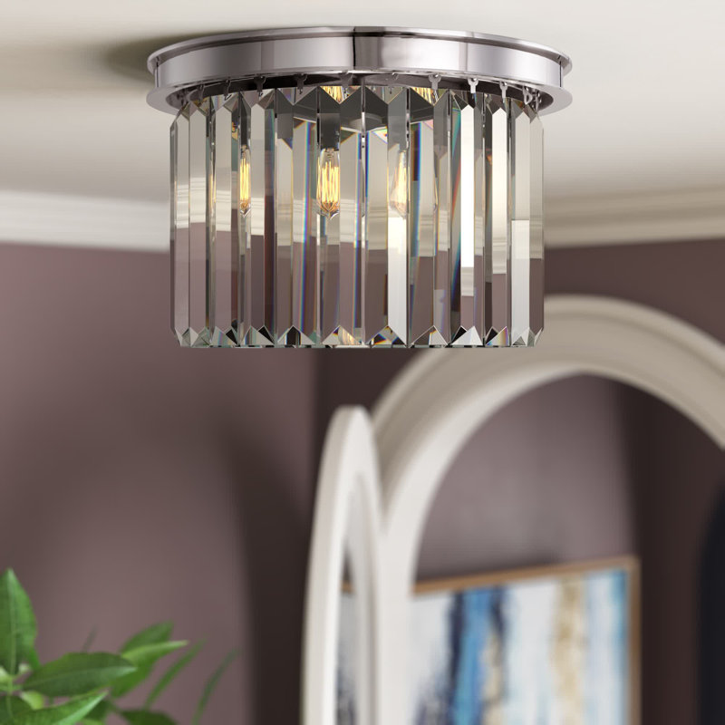 Yazmin Flush Mount, Clear, Polished Nickel