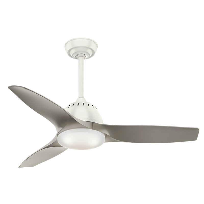 44" Wisp 3-Blade LED Standard Ceiling Fan with Remote Control and Light Kit Included, Fresh White