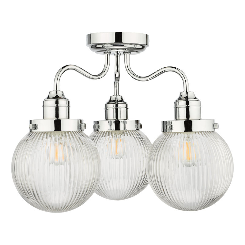 Treyton Glass Semi Flush Mount, Polished Chrome