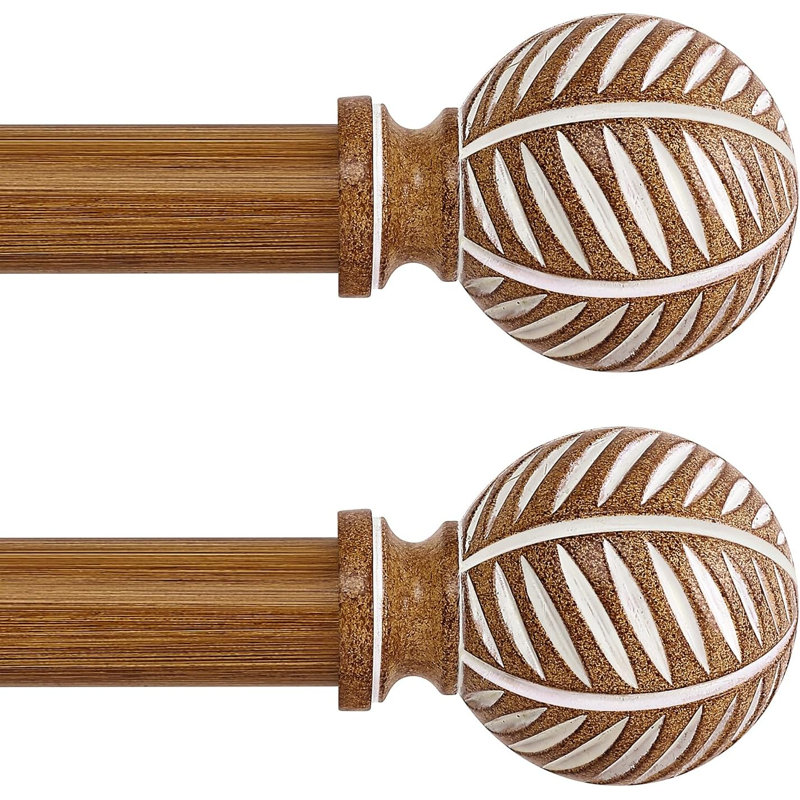 Tringle à rideaux réglable imitation bois grain de bois 66 "à 120" (ensemble de 2), 36 à 120 pouces (paquet de 2)