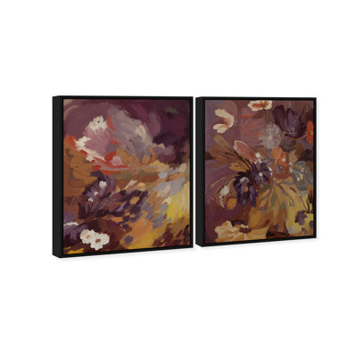 Crimson garden Set Canvas Abstract Print by Oliver Gal, Black Frame, 16 x 20