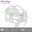 Lit superposé simple au-dessus de simple avec glissade, cadre de lit pour enfant en bois, blanc-978882083