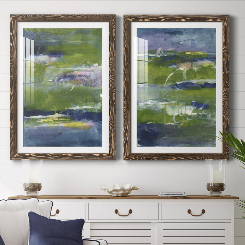 Bales Of Color I - ensemble de 2 peintures encadrées, H 31,5 po x l 47 po x P 1,5 po, Noyer