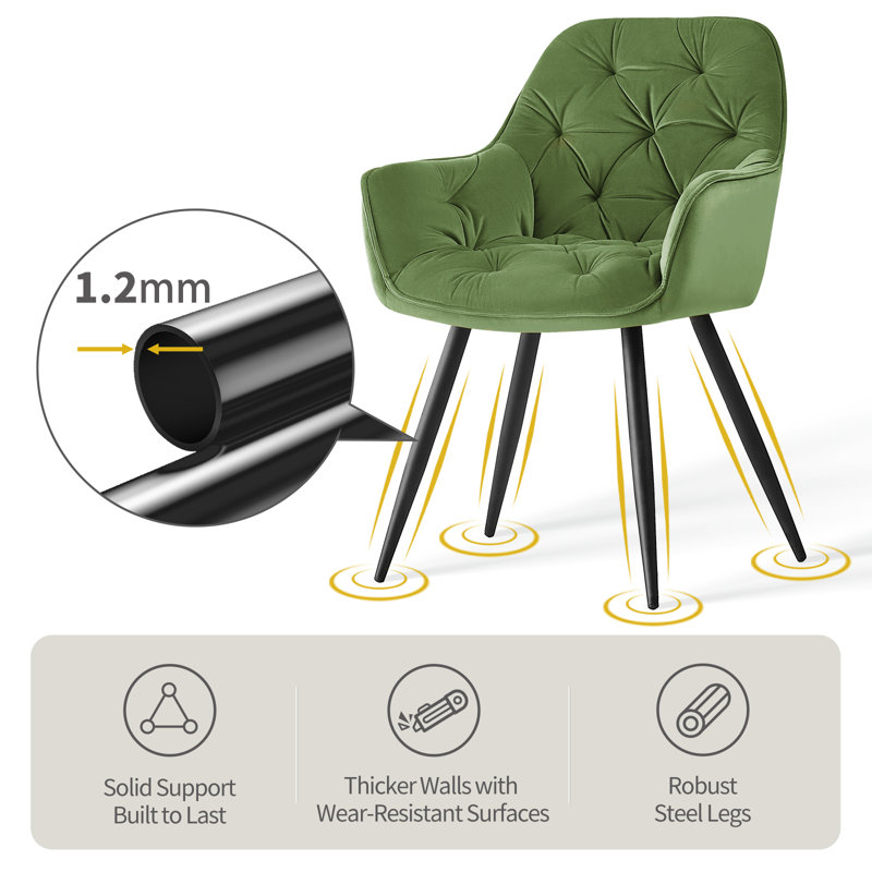 Velvet Tufted Upholstered Armchair Runge, Grass Green