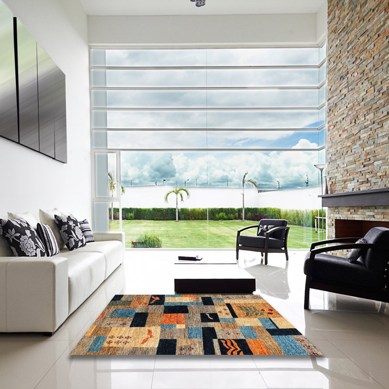 Tapis abstrait moderne 4276, Carré 5 pi