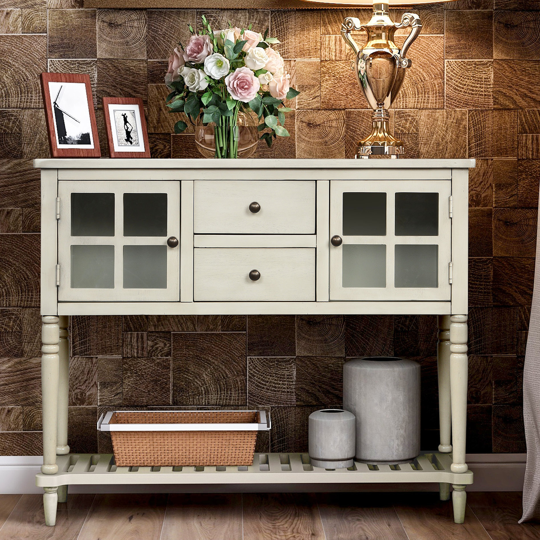 Ebern Designs Sideboard With Bottom Shelf And Drawer Storage - Console ...