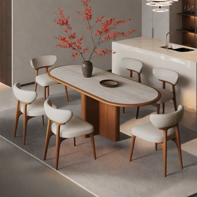 Built-in solid wood wrapped dining table set