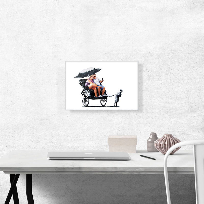 «Rickshaw Kid» par Banksy, reproduction d'art sur toile tendue, H 12 po x l 18 po x P 0,75 po