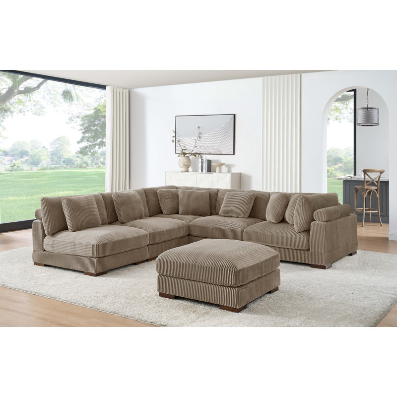Canapé modulaire Barcombe, Velours côtelé chameau