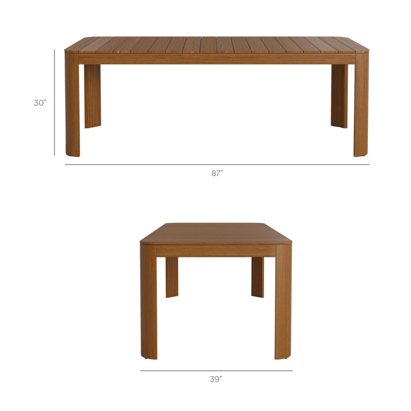 Table de salle à manger d'extérieur Kona de 87 pouces en teck naturel, Naturel