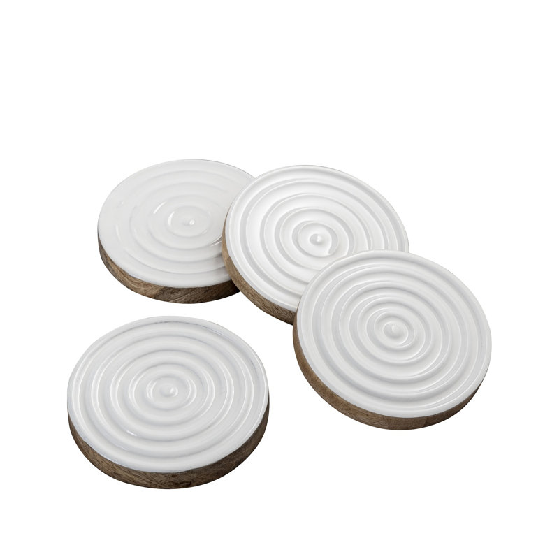 Ensemble de 4 sous-verres ronds en bois de manguier