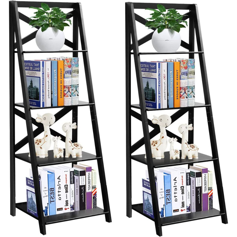 Klous 143cm H x 51cm W Ladder Bookcase, Black