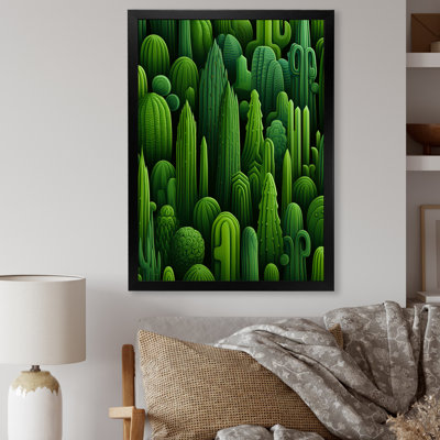 «Green Cactus Desert II - Floral Cactus», art mural
