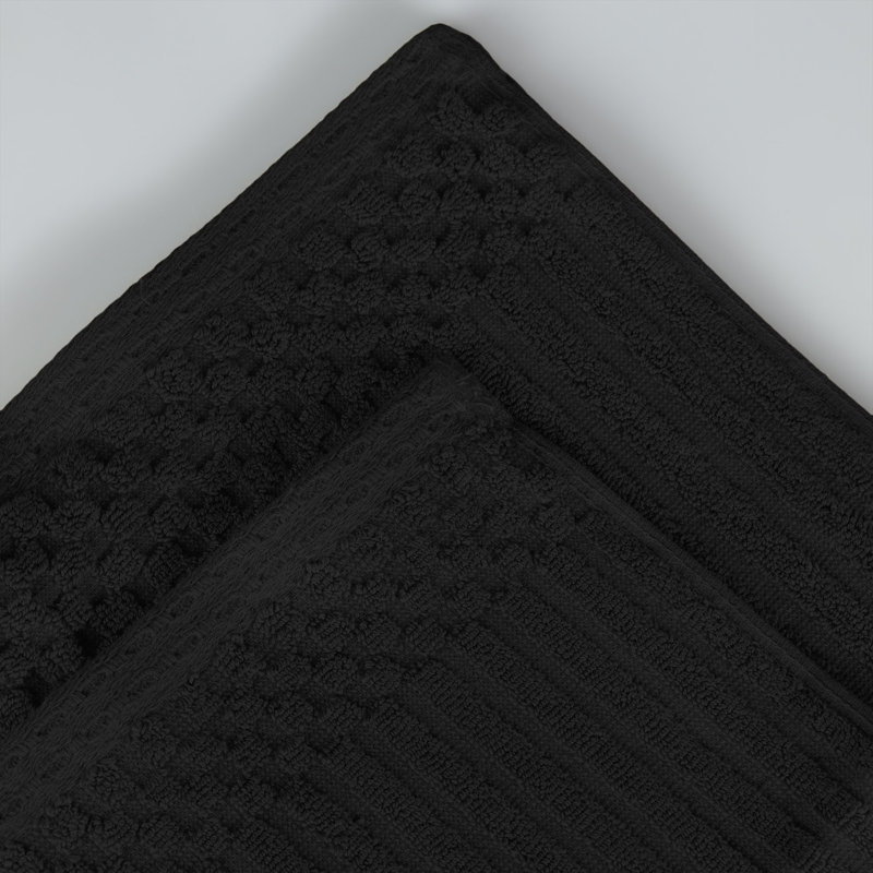 Black Heavyweight Cotton Plush Bath Towel Set, 2 Pieces