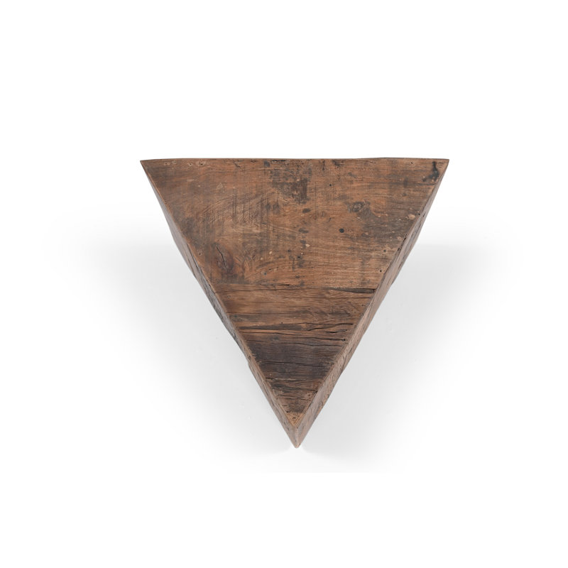 Triangle Side Table Natural Wood, 15" H x 16" L x 14" W