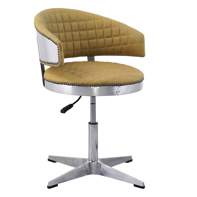 Tabouret de mobilité rembourré en cuir de curcuma avec finition et rotatif