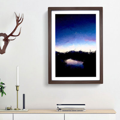Crescent Moon Above a Lake in Abstract - Picture Frame Graphic Art Print