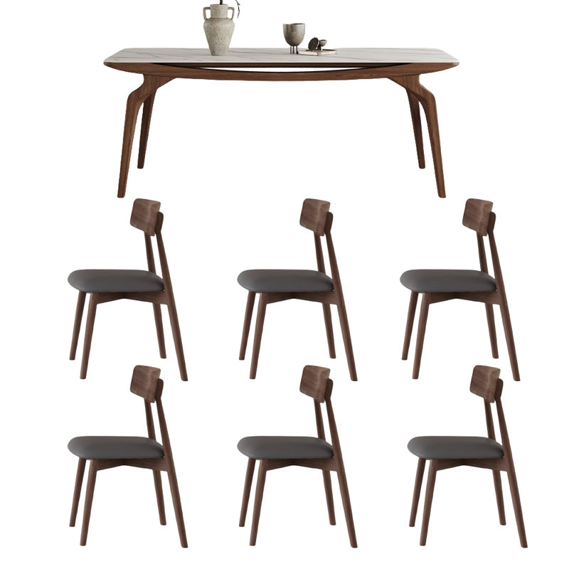Ensemble de table de salle à manger rectangulaire et chaises, H 29,53 po x l 35,43 po x L 78,74 po