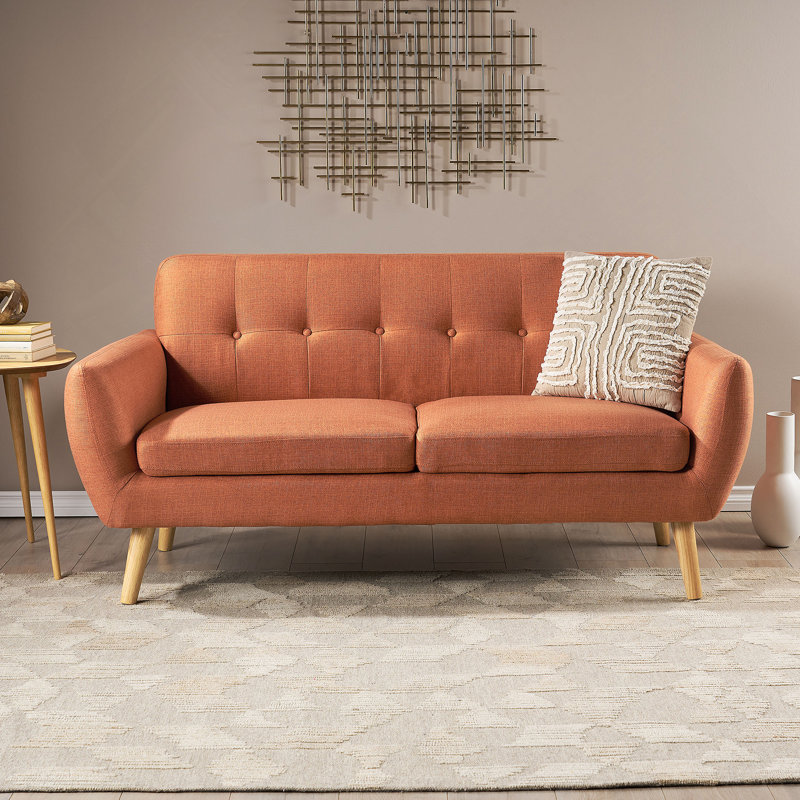 Mirsade 67.25" Flared Arm Loveseat, Loveseat, Modern Sofa, Accent Sofa, Burnt Orange 