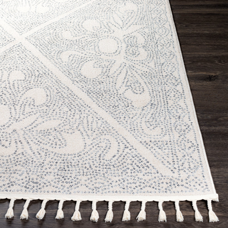 Tapis oriental gris anthracite / ivoire, Rectangle 5 pi 3 po x 7 pi 3 po
