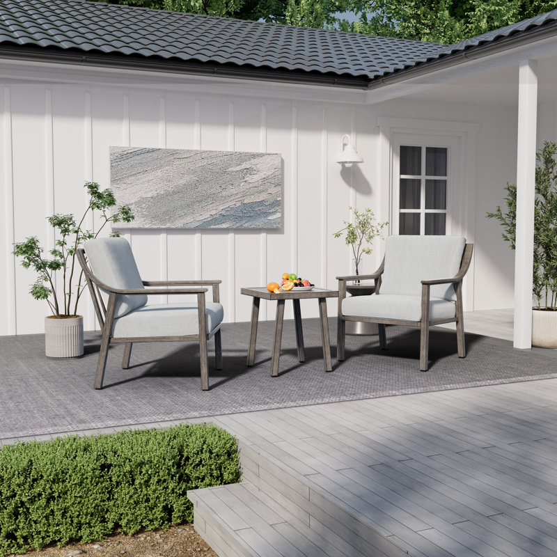Table d'extérieur en aluminium 1 pièce Nevim avec cadre peint à la main, Gris