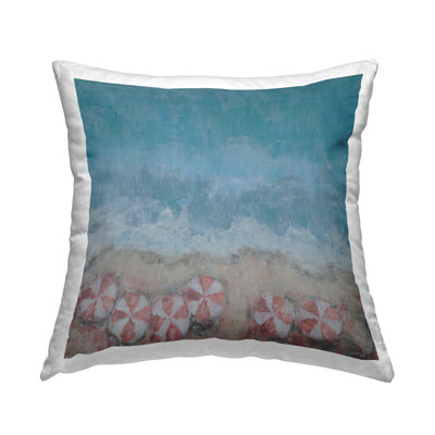 Coussin décoratif abstrait à motif de côtes de plage par Reesa Qualia