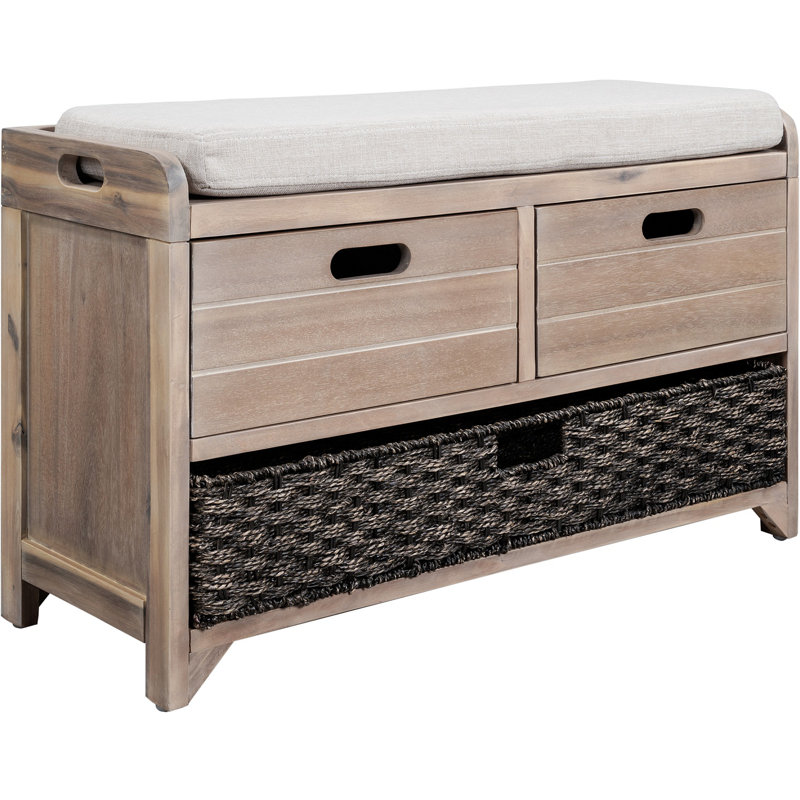 Solid Wood Drawer Storage Bench, Shoe Storage Cabinet, Shoe Bench, Entryway Shoe Cabinet,  White Washed