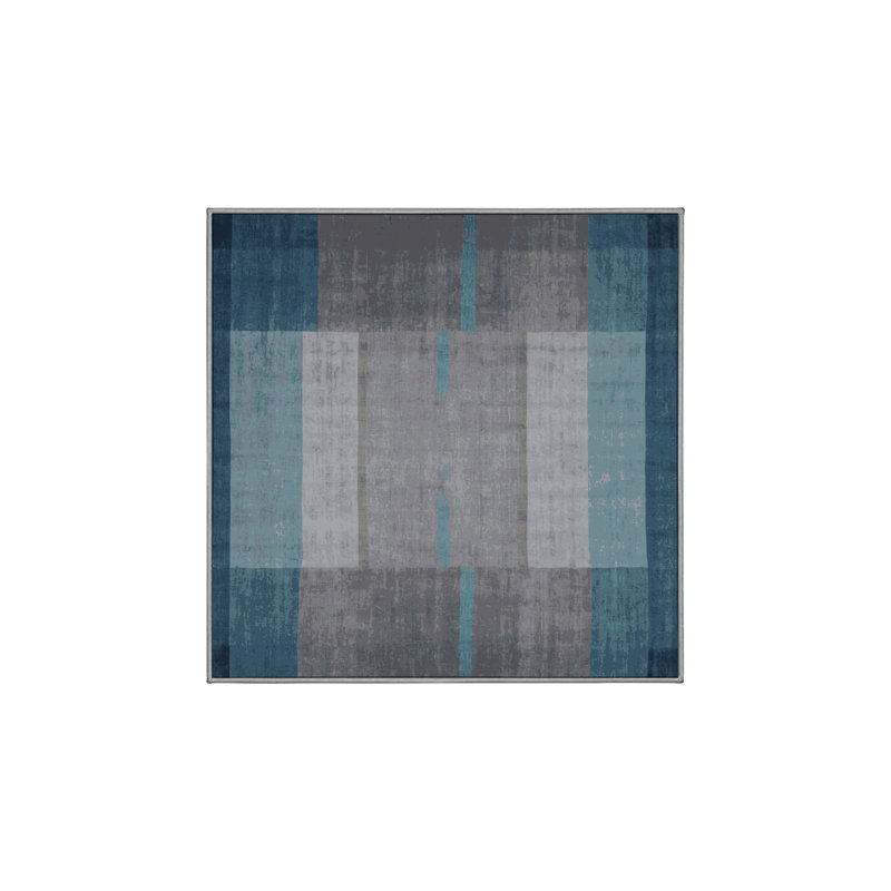 Machine Washable Gray Area Rug, Square 6'