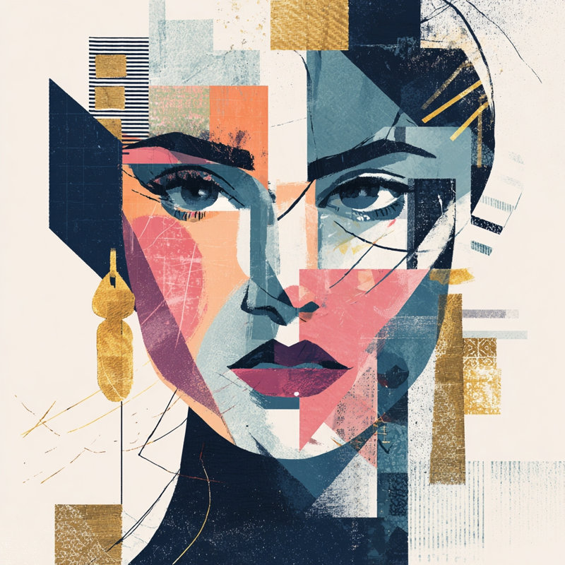 Art mural moderne sur toile moderne Portrait moderne, H 20 po x l 20 po x P 1,5 po