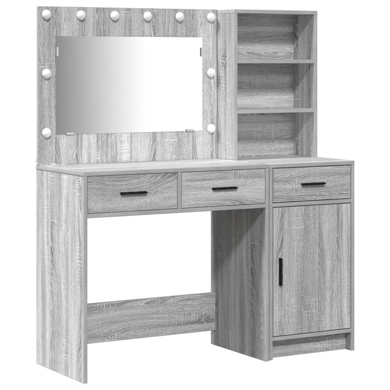 Set Of 2 Engineered Wood Dressing Table, Grey Sonoma