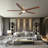 Lovonza Modern Indoor Ceiling Fan 5 Blade LED Light Remote Control Soft Brass Finish Brown Walnut Finish Blades Bedroom Patio Living Room Kitchen -12971594-40196252