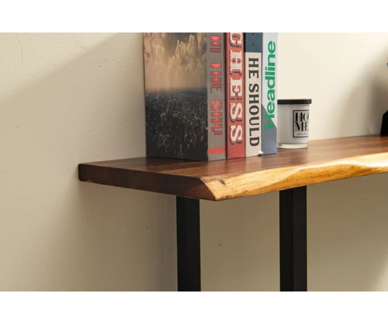  Console Table with U Shaped Legs and South American Walnut, Live Edge Desk, 29.5" H x 42" W x 13" D
