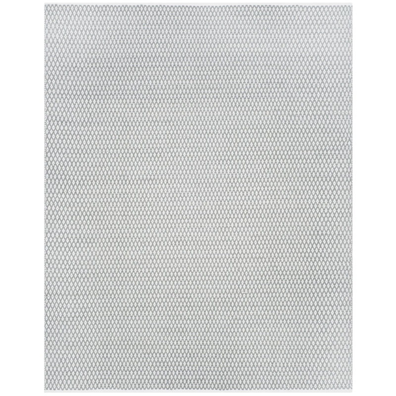Tapis gris en coton tissé à plat à la main Evansdale, Rectangle 8 pi x 10 pi