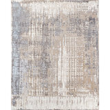 Hand Knotted Area Rug in Beige And Silver